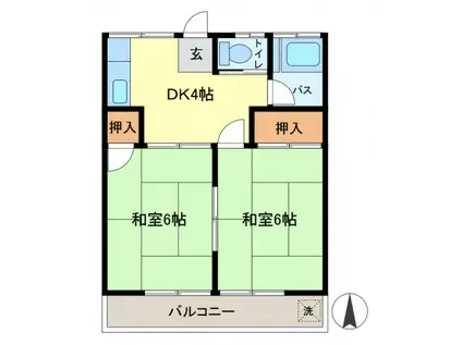 中川ハイツ(2DK/2階)の間取り写真