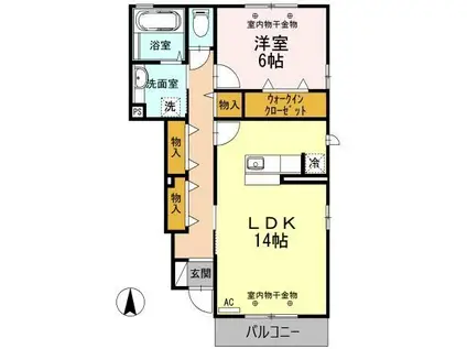 ジュネス向新庄IIB(2LDK/1階)の間取り写真