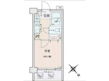 エコロジー都立大学レジデンス(1K/4階)の間取り写真