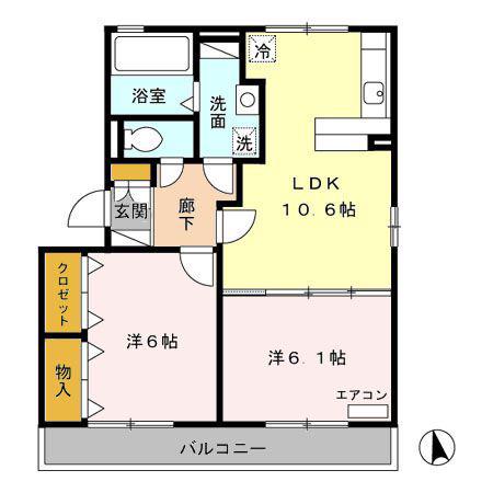シルキー(2LDK/2階)の間取り写真