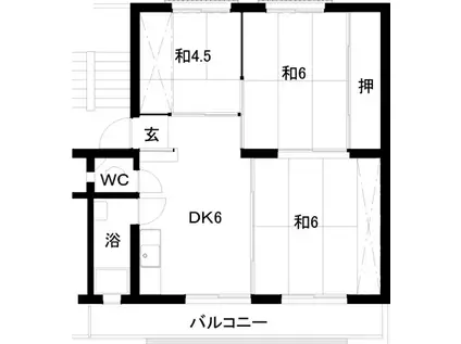 松崎14000棟(3DK/1階)の間取り写真