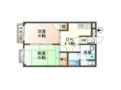 クレアールI・II(1LDK/2階)の間取り写真