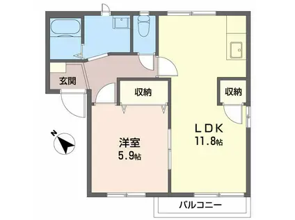 フレグランス・FOREVER(1LDK/1階)の間取り写真