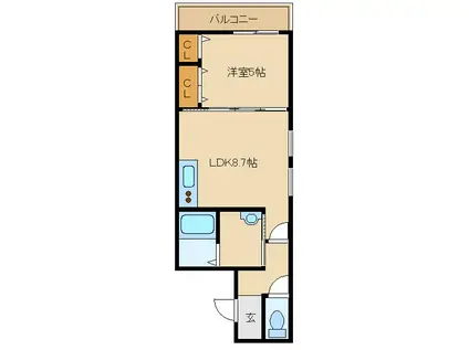 フジパレス西本町(1LDK/2階)の間取り写真