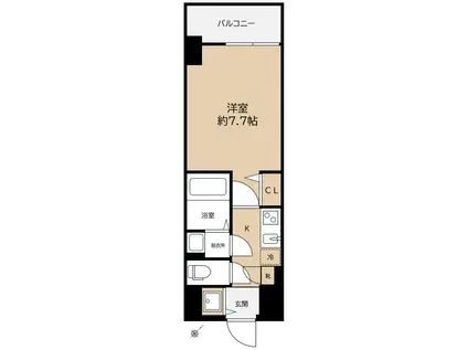 グランフォーレ薬院(1K/4階)の間取り写真