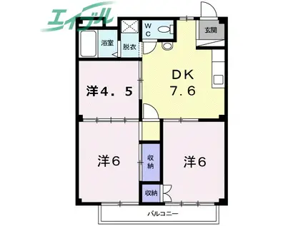 シティハイツ井上(3DK/2階)の間取り写真