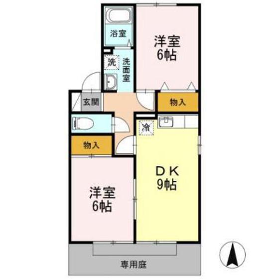 エクレール(2DK/1階)の間取り写真