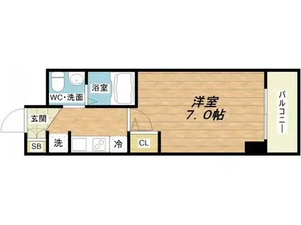 セレニテ本町グランデ(1K/7階)の間取り写真