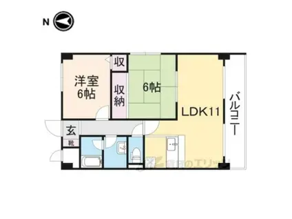 プリムローズタカダ(2LDK/6階)の間取り写真