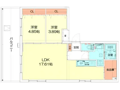TECHNO-TERRASSE 北綾瀬(2LDK/5階)の間取り写真