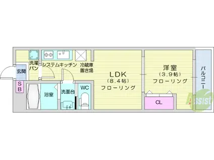 ココリ柏木(1LDK/4階)の間取り写真