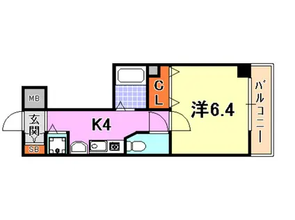 ロイヤルヒル神戸三ノ宮2(1K/5階)の間取り写真