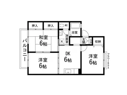 ボヌールB棟(3DK/1階)の間取り写真