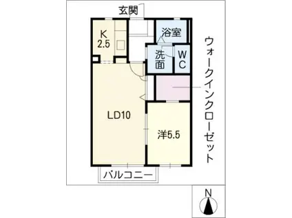 シャーメゾン花水樹(1LDK/2階)の間取り写真
