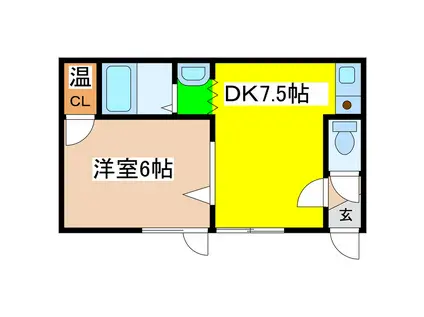 フラットU(1DK/1階)の間取り写真
