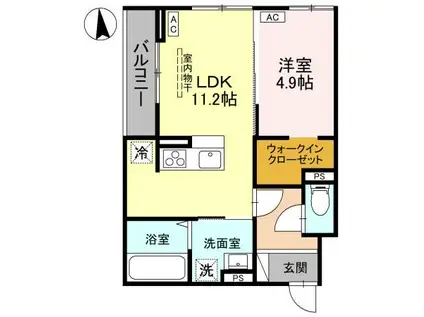 草加市氷川町PJIV A(1LDK/2階)の間取り写真