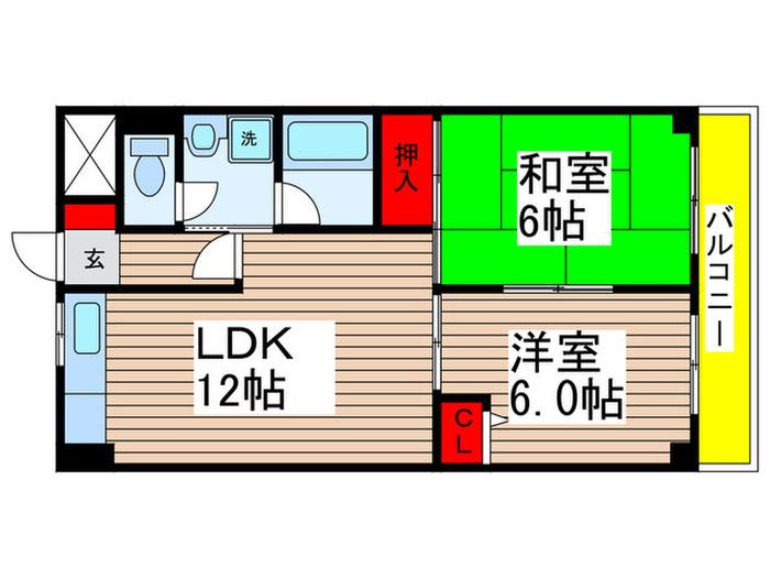 シャトレ白金(2LDK/1階)の間取り写真