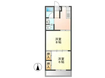 シティハイツシャンベール(2DK/1階)の間取り写真