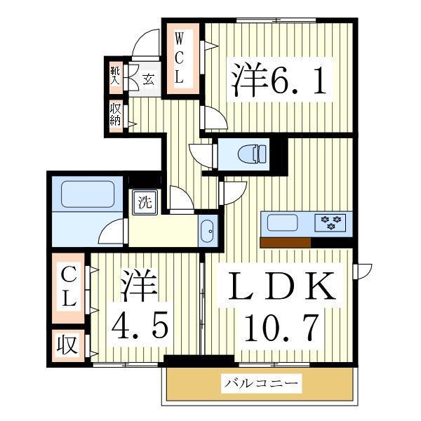 LUGARSEGURO(2LDK/1階)の間取り写真