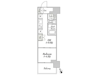 ウエリスアーバン水天宮前(1DK/11階)の間取り写真