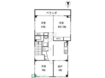 佐藤ビル(3SDK/3階)の間取り写真