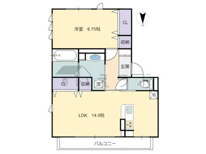 レグルスI(1LDK/1階)の間取り写真