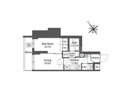 コンフォリア東大井II(1DK/2階)の間取り写真