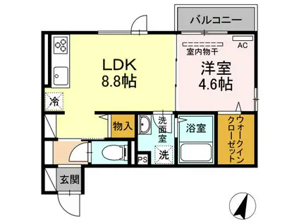 フロイデ奥谷(1LDK/2階)の間取り写真