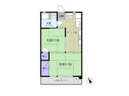 タツオカビル(2K/2階)の間取り写真