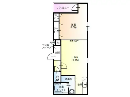 パルトネールさとのIII番館(1LDK/2階)の間取り写真