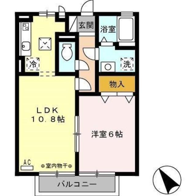 ソレイユ長沢I(1LDK/1階)の間取り写真