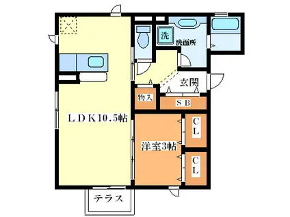 ウィステリア(1LDK/3階)の間取り写真