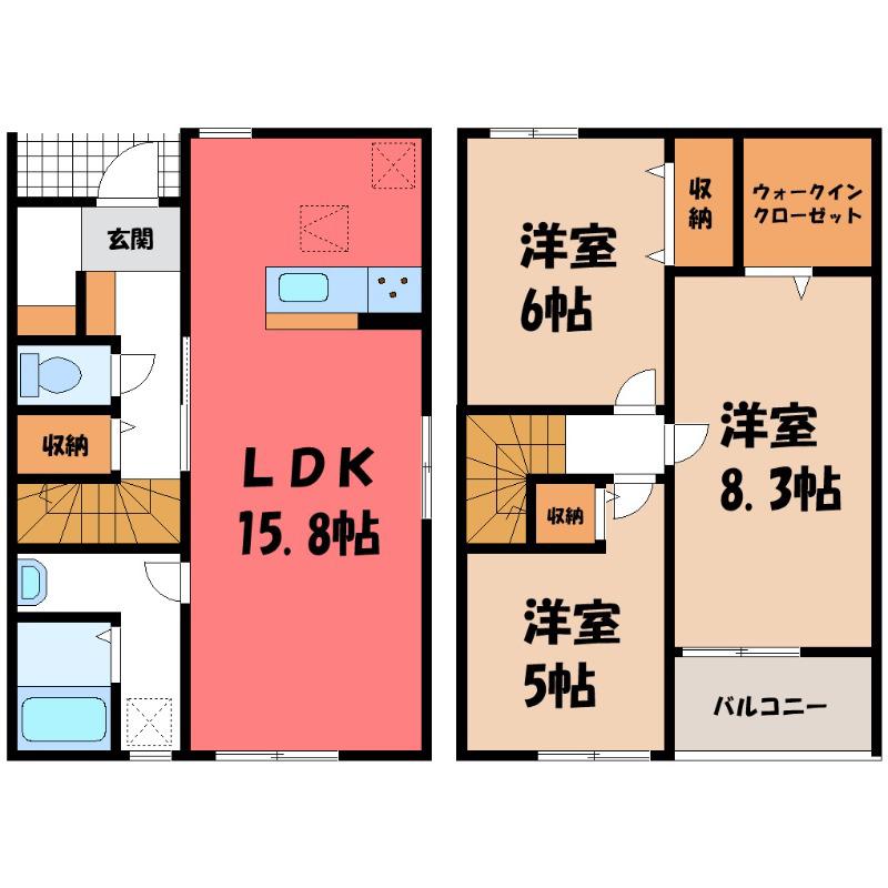 リーブルファイン深谷駅 II(3LDK/1階)の間取り写真