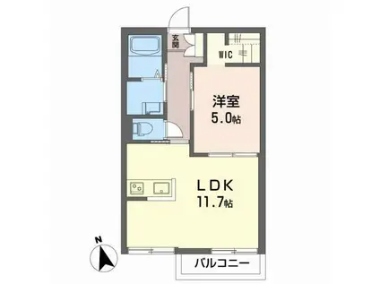 フジパープルハイツ(1LDK/2階)の間取り写真