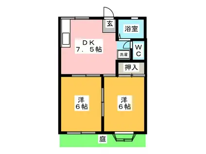 ヴィラージュ山王A(2DK/1階)の間取り写真