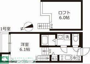 ハーモニーテラス大杉町II(1K/2階)の間取り写真