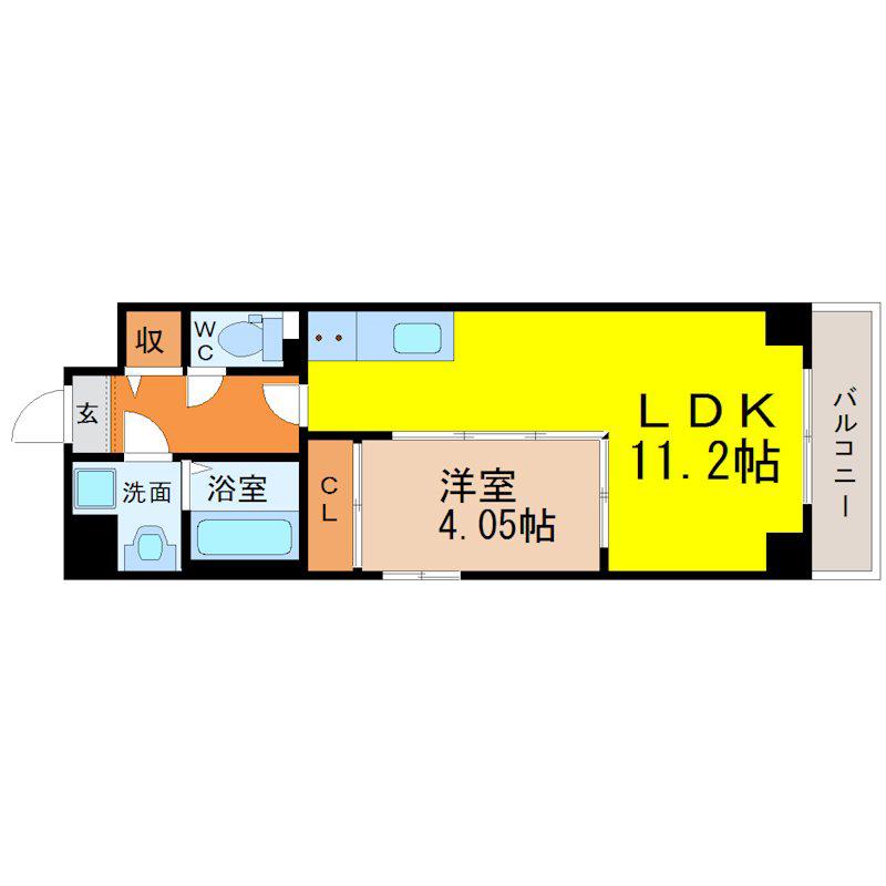 S-FORT北千種(1LDK/9階)の間取り写真