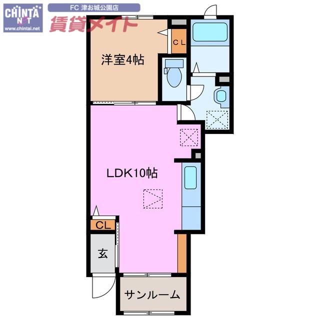 プランドール(1LDK/1階)の間取り写真