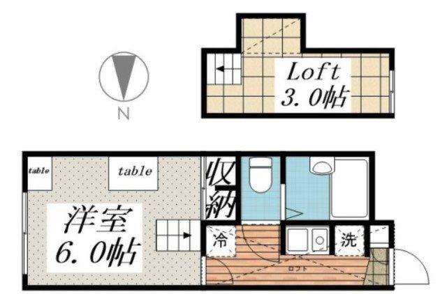 甲府屋形レジデンス(1K/2階)の間取り写真