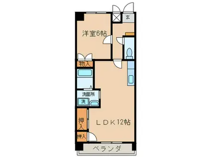 シャトーレ八幡(1LDK/4階)の間取り写真