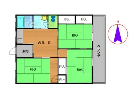 八戸溝ビル(3DK/2階)の間取り写真