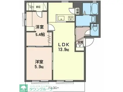 イル・デ・パン A(2LDK/2階)の間取り写真