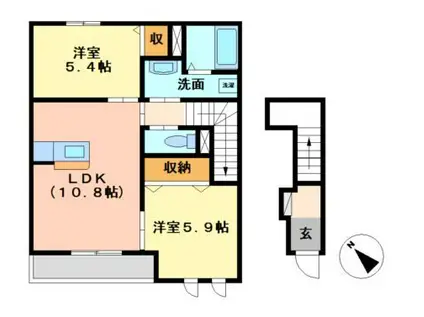 ガーデンスクエア(2LDK/2階)の間取り写真
