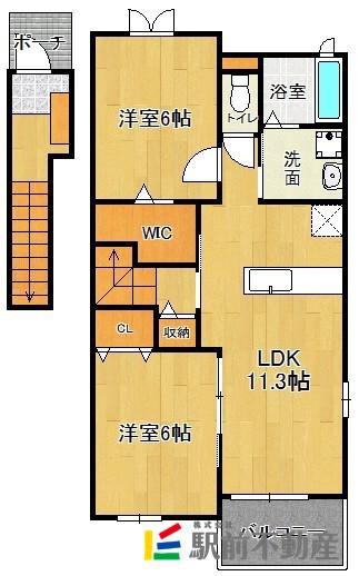 メゾン・シャーンス I(2LDK/2階)の間取り写真