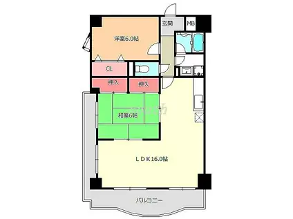 ヴィルヌーブソシア(2LDK/2階)の間取り写真