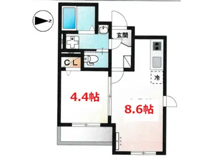 プリムローズ(1LDK/2階)の間取り写真
