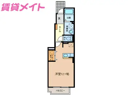 シェリー・フルールI(ワンルーム/1階)の間取り写真