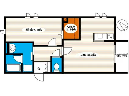 J・ウィステリアB(1LDK/1階)の間取り写真