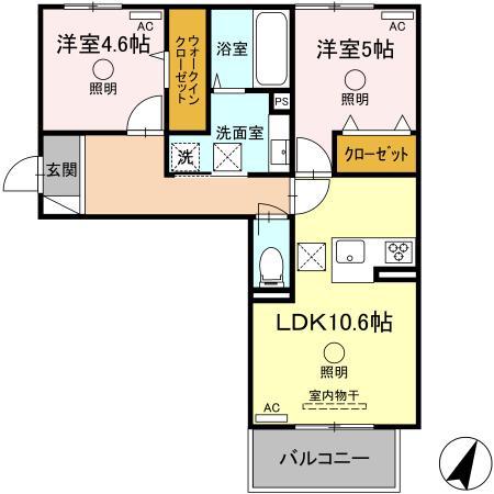 JR豊肥本線 東海学園前駅 徒歩58分 3階建 築2年(2LDK/1階)の間取り写真