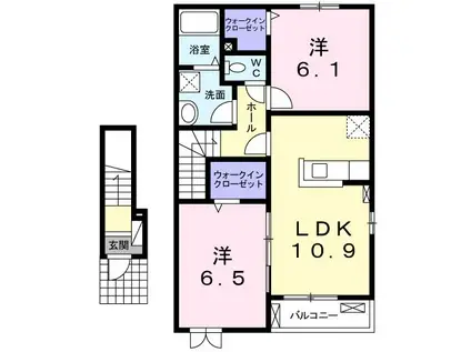 サンリットB(2LDK/2階)の間取り写真